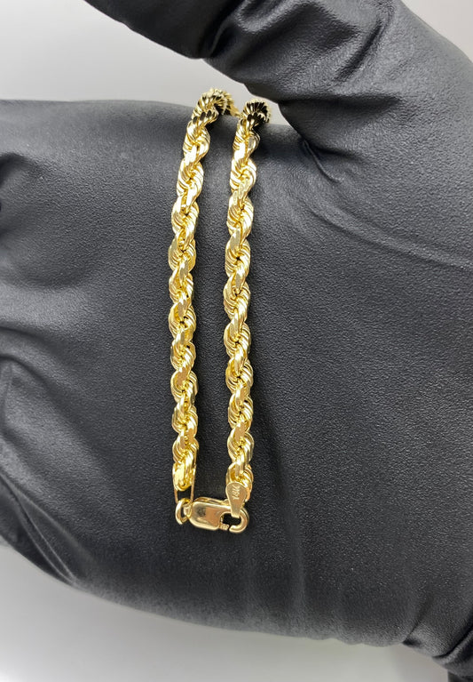 14k 4mm Solid Rope Bracelet