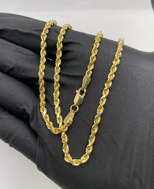 14k 3mm Solid Rope Chain