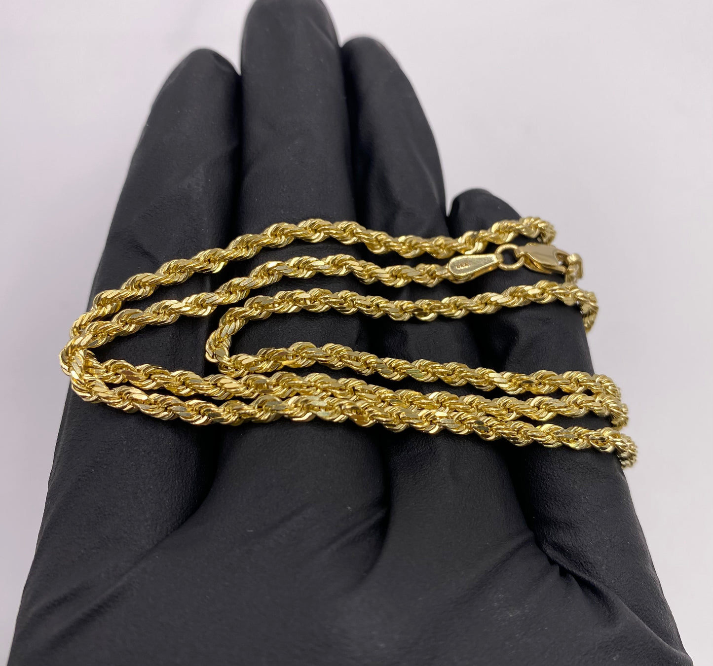14k 3mm Solid Rope Chain