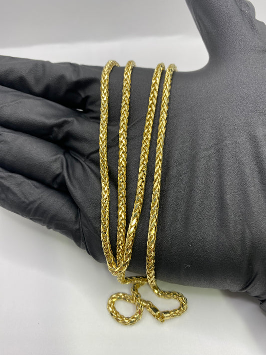 14k 2.7mm Hollow 8 Side D.C Wheat Chain